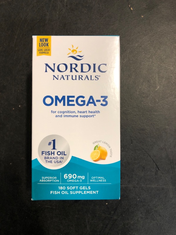 Photo 2 of Nordic Naturals Omega-3, Lemon Flavor - 180 Soft Gels - 690 mg Omega-3 - Fish Oil - EPA & DHA - Immune Support, Brain & Heart Health, Optimal Wellness - Non-GMO