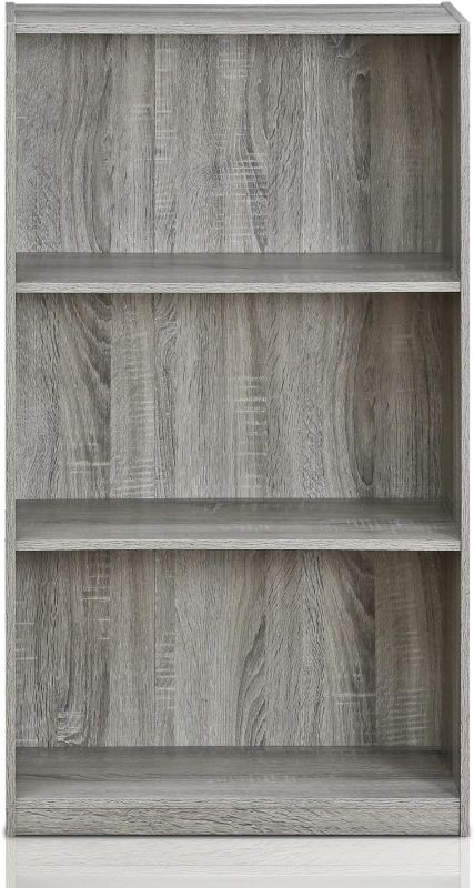 Photo 1 of Furinno Basic 3-Tier Bookcase Storage Shelves, French Oak Grey
