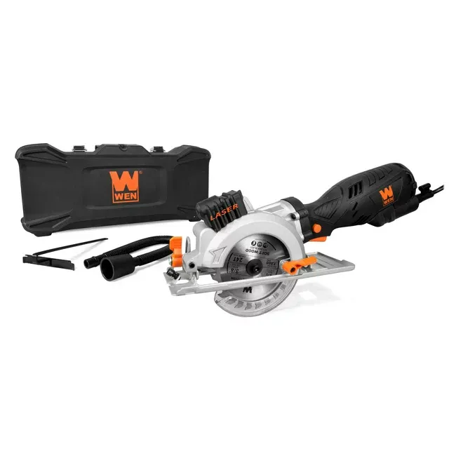 Photo 1 of WEN Products 5-Amp 4-1/2-Inch Beveling Compact Circular Saw with Laser and Carrying Case, 3625
