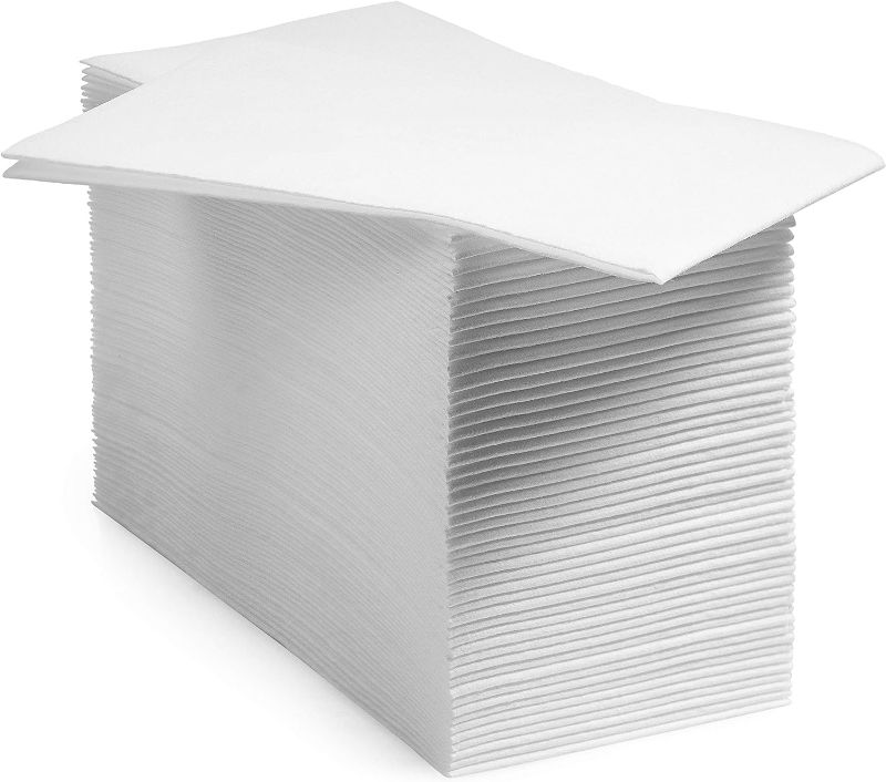 Photo 1 of [300 Pack] BloominGoods Disposable Bathroom Napkins | Single-Use Classic Lite Linen-Feel Guest Towels, Made in USA | Cloth-Like Hand Towels, White, 12" x 17"
