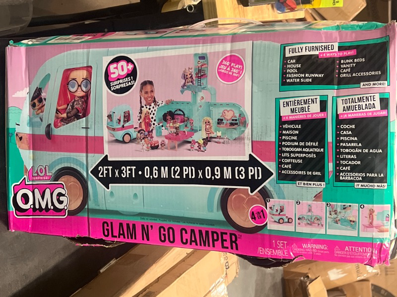 Photo 2 of L.O.L. Surprise! OMG Glam N’ Go Camper Playset with 50+ Surprises and 360° Play, Fully Furnished with Pool, Water Slide, Bunk Beds, Vanity, BBQ Grill, DJ Booth, and More - Great Gift for Kids Ages 4+
