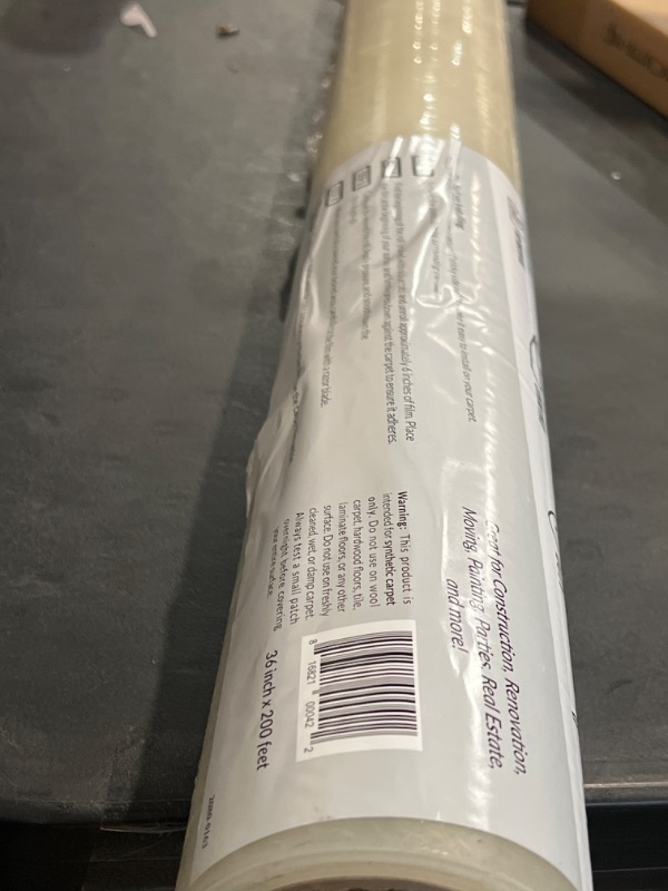 Photo 2 of Carpet Protection Film 36" x 200' roll. Made in The USA! Easy Unwind, Clean Removal, Strongest and Most Durable Carpet Protector. Clear, Self-Adhesive Surface Protective Film.