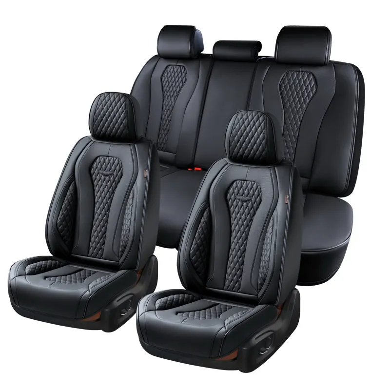 Photo 1 of Coverado 5 Seats Black Car Seat Covers Full Set, Premium Leatherette Auto Seat Cushions Luxury Interior, Waterproof UV-Resistant Seat Protectors Universal Fit for Most Cars, SUVs and Trucks
