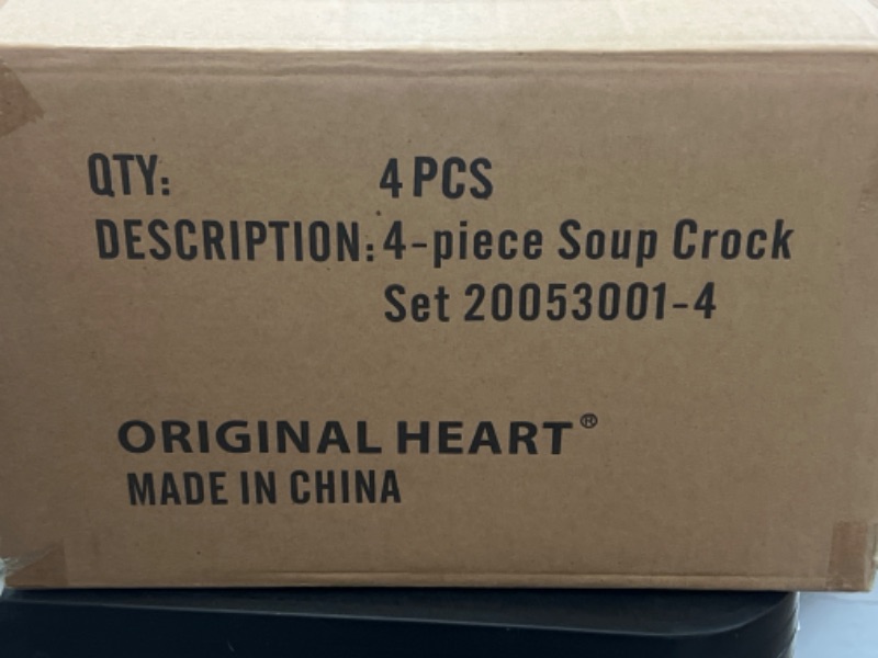 Photo 3 of Original Heart Soup Bowls Ceramic Onion Soup Crocks, 17 Ounce Soup Bowls With Handles, Soup Crocks, Soup Bowls Oven Safe, Stackable, Nonstick, 4pcs, for kitchen 4pcs Blue
