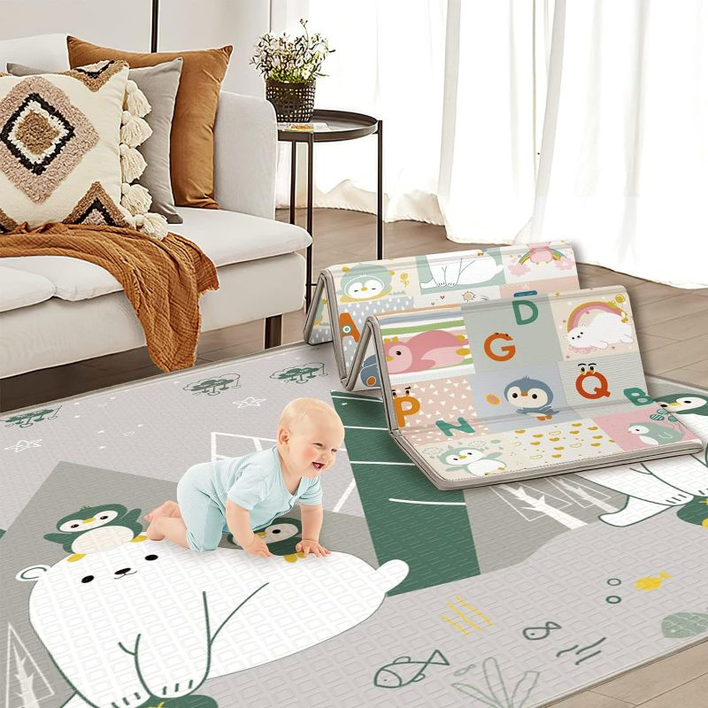 Photo 1 of Anayima 71" X 79" X 0.4" Baby Play Mat for Floor Extra Large Foam Play Mat for Baby Foldable Reversable Waterproof Gym Activity Crawling Mat for Babies Toddlers Kids Indoor Outdoor Use