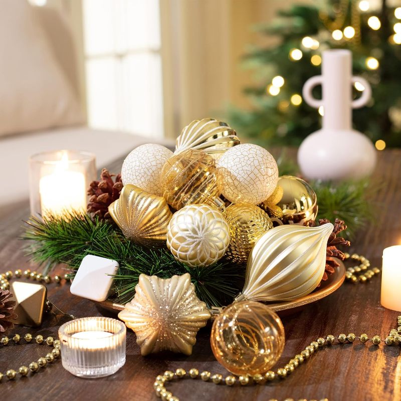 Photo 1 of  40ct Christmas Ball Ornaments, Gold and White Christmas Ornaments, Shatterproof Christmas Tree Ornaments for Xmas Decorations (Value Pack)