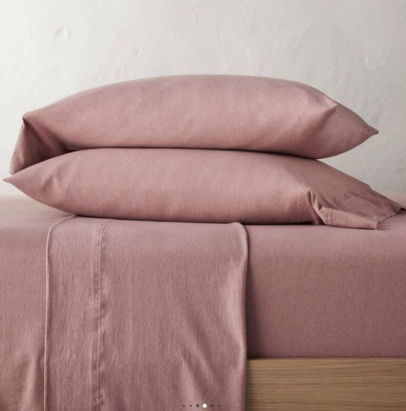Photo 1 of Casaluna Full 100% Washed Hemp Solid Sheet Set - Mesa Pink