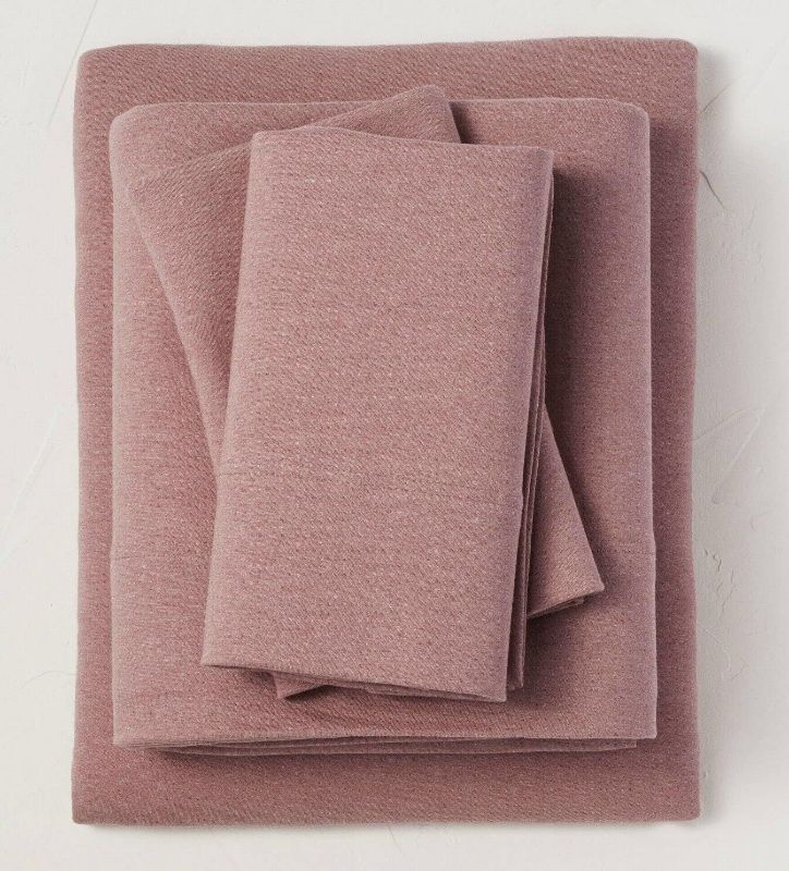 Photo 2 of Casaluna Full 100% Washed Hemp Solid Sheet Set - Mesa Pink