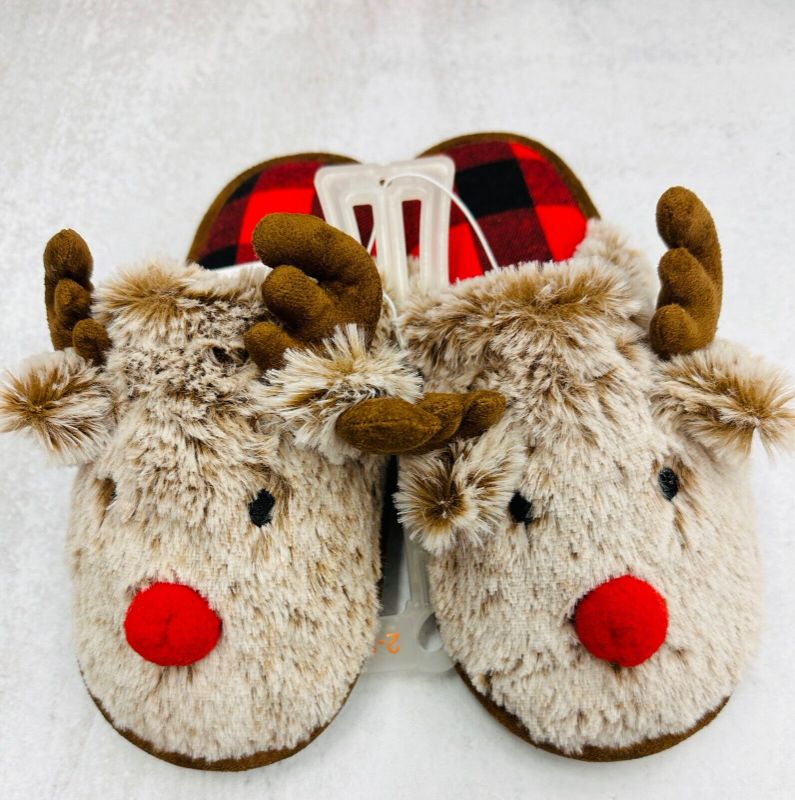 Photo 1 of Wondershop Christmas Red Nose Reindeer Plush Scuff Slippers Childs Size 13-1