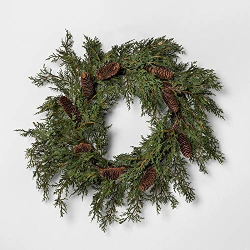 Photo 1 of Hearth & Hand with Magnolia 24" Faux Cedar Wreath with Pinecones