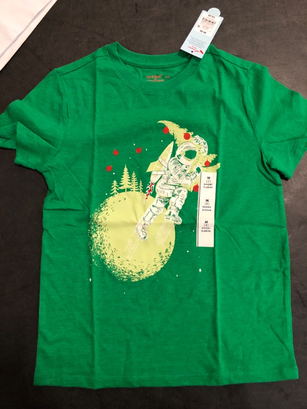 Photo 3 of Kids' Adaptive Short Sleeve 'Space' Holiday Graphic T-Shirt - Cat & Jack™ Green Pack Of 3 Size M