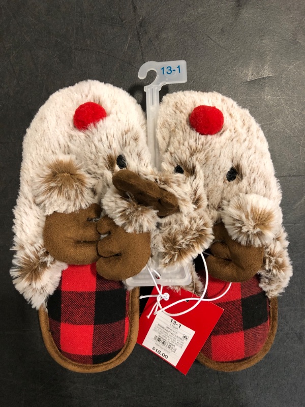 Photo 2 of Christmas Slippers Kids Holiday Rudolph Red Nose Scuff Wondershop Target Size 13-1