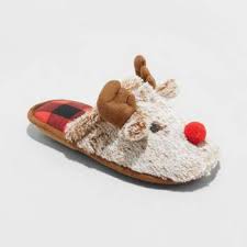 Photo 1 of Christmas Slippers Kids Holiday Rudolph Red Nose Scuff Wondershop Target Size 13-1