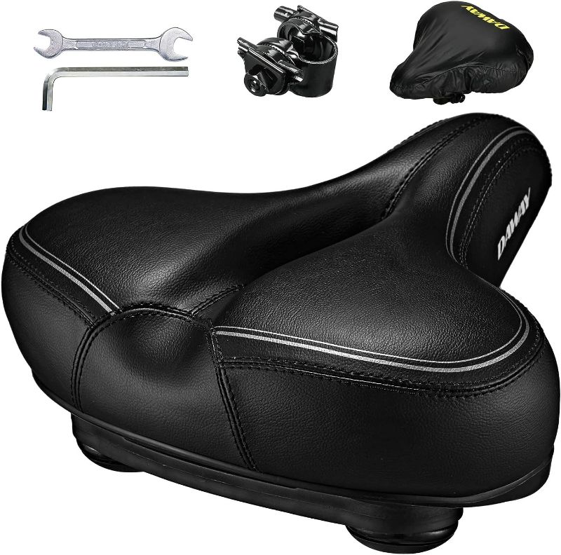 Photo 1 of DAWAY C30 Comfortable Oversized Bike Seat - Compatible with Peloton, Exercise, Mountain or Road Bikes, Extra Wide Bicycle Saddle Replacement with Memory Foam Cushion for Men Women Comfort