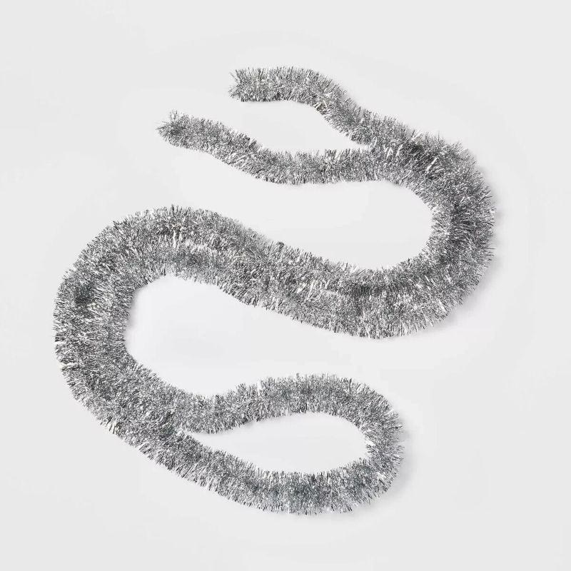 Photo 1 of Wondershop 15' Soft & Silky Tinsel Christmas Garland Silver Color