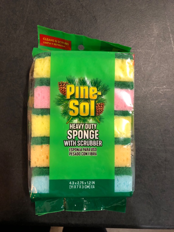 Photo 1 of Pine Sol Sponge with Scrubber 5 pk, Pine-Sol Soap Dispenser Dish Scrub