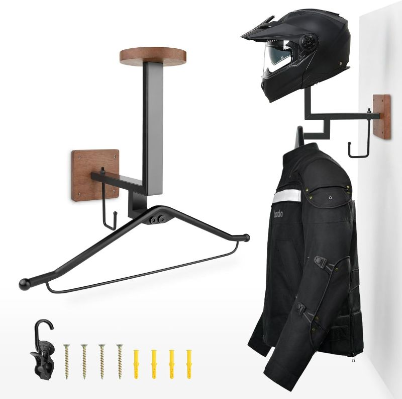 Photo 1 of FOTRIC Motorcycle Helmet Holder,Helmet Holder Wall Mount, for Motorcycle Bike Helmet Rack Display Hanger with Hooks