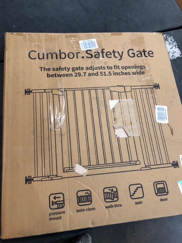 Photo 3 of Cumbor 29.7"-51.5" Baby Gate Extra Wide, Mom's Choice Awards Winner-Safety Dog Gate for Stairs, Easy Walk Thru Auto Close Pet Gates for The House