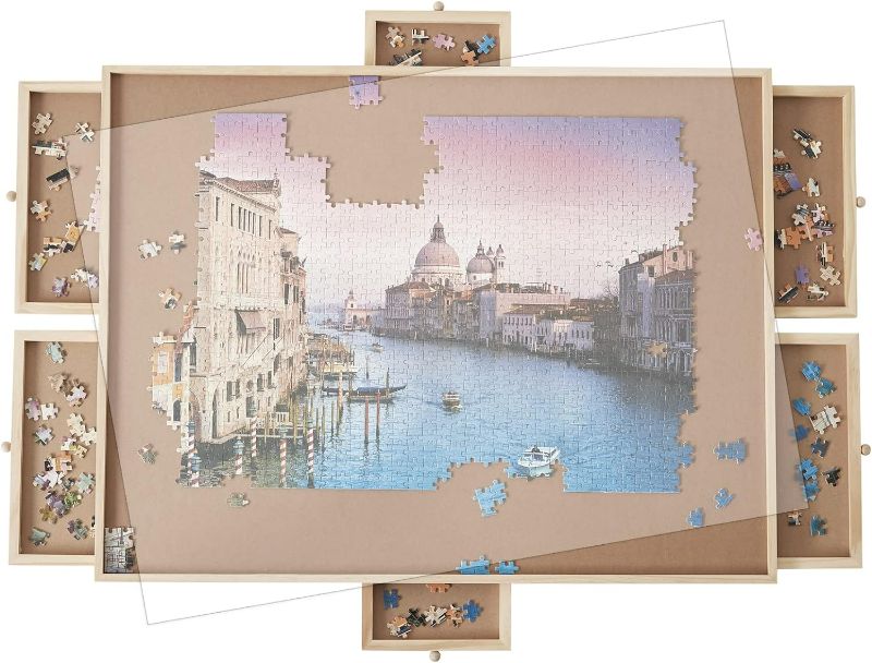 Photo 1 of Oliqa 2000 Pieces of Jigsaw Puzzle Board with 6 Drawers & Covers, Portable Jigsaw Puzzle Table, 40'' X 28", Puzzle Accessories Puzzle Storage?Suitable for Adults and Children