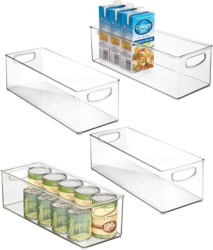 Photo 1 of  Plastic Stackable Kitchen Organizer - Storage Bin with Handles for Refrigerator, Freezer, Cabinet, and Pantry Shelves Organization - Food Container