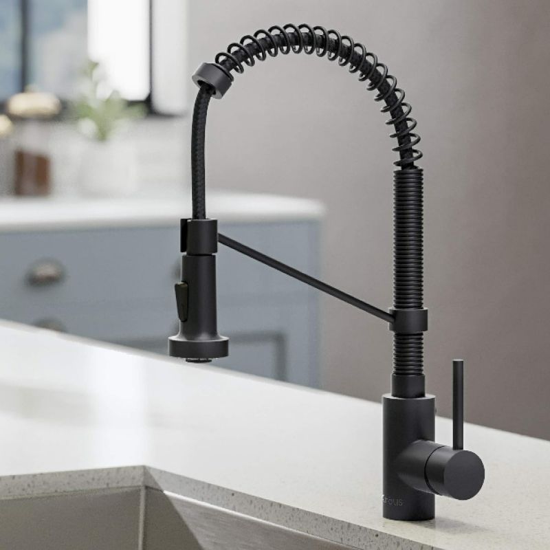 Photo 1 of Kraus KPF-1610MB Bolden 18-Inch Commercial Kitchen Faucet with Dual Function Pull-Down Sprayhead in all-Brite Finish, 18 inch, Matte Black