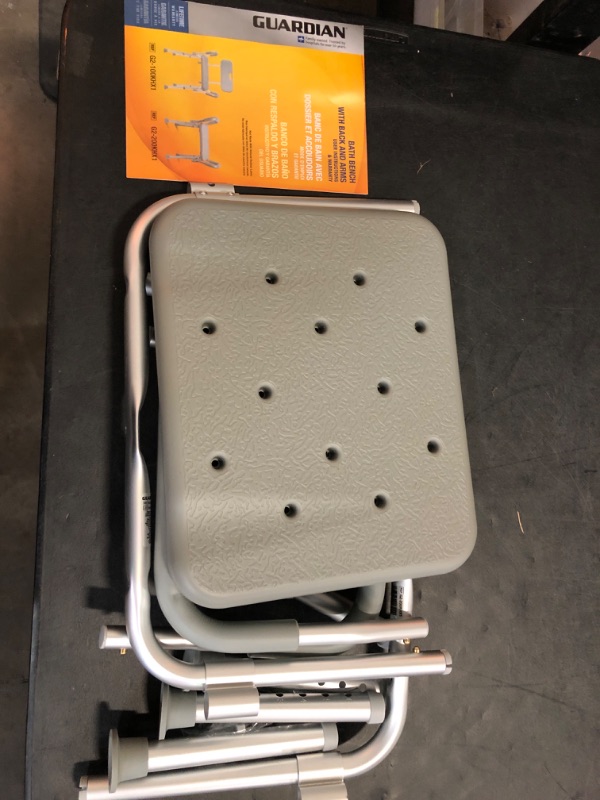 Photo 1 of Medline Shower Chair with Back and Padded Arms, Bath Seat with Removable Back, Supports up to 350 lbs, Gray
