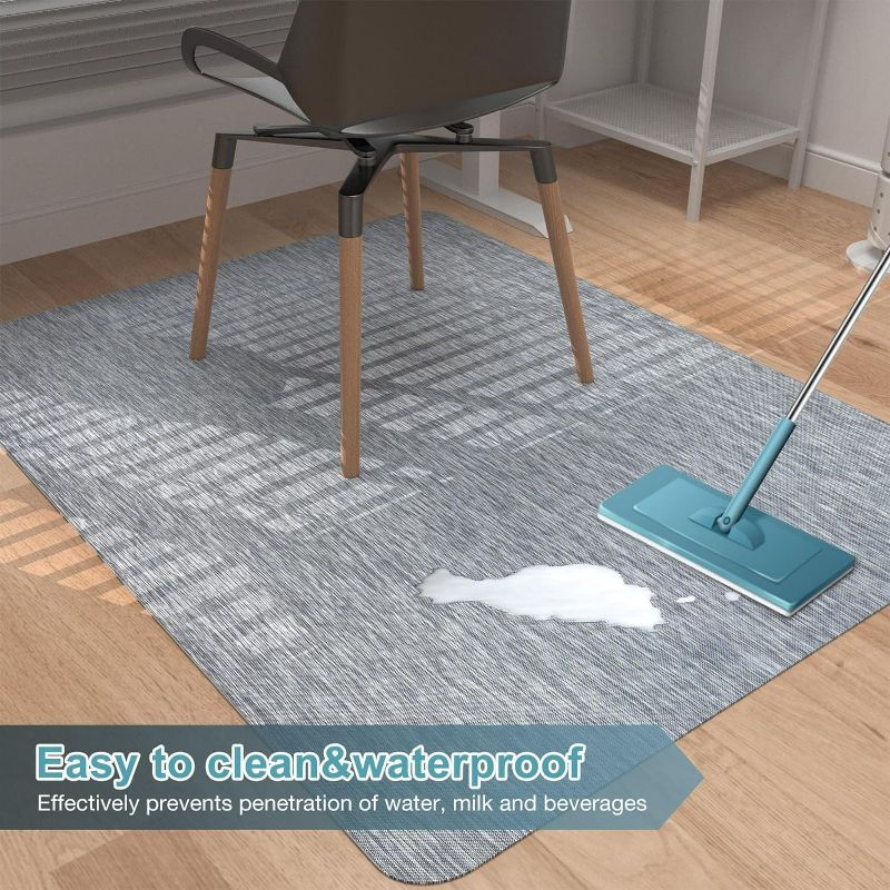 Photo 2 of Placoot Heavy Duty Office Chair Mat for Hardwood Floor & Tile 36 inx48 in Waterproof Desk Rolling Chairs Teslin Woven Surface Large Anti-Slip Office/Home 36"X48" Teslin-grey