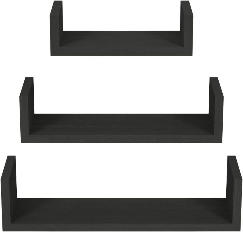 Photo 1 of Floating Shelves Wall Mounted, Solid Wood Wall Shelves, Black