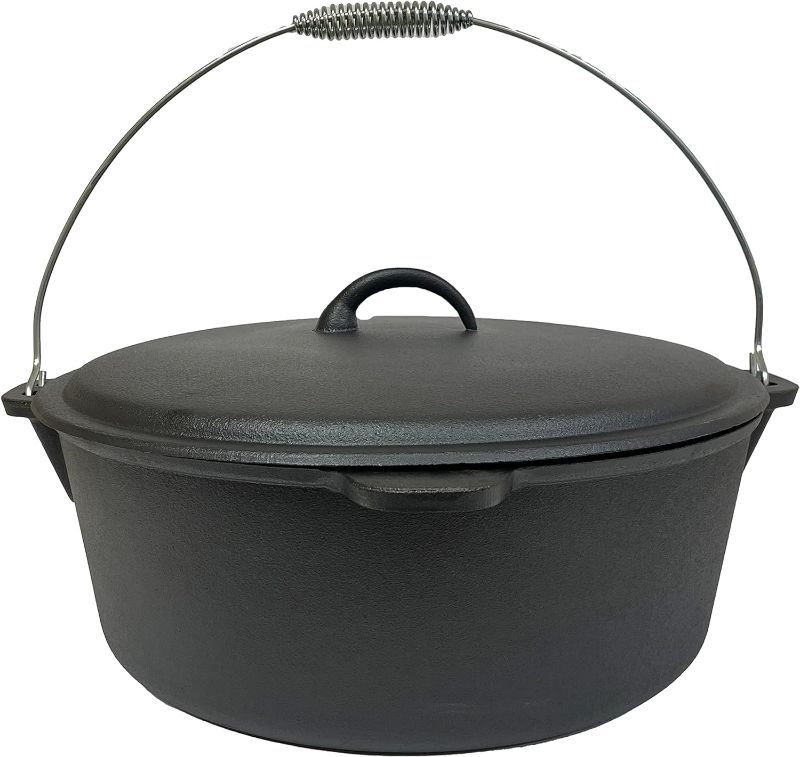 Photo 1 of Cuisiland Seasoned 12 Quart 14 inch Cast Iron Dutch Oven Dome Lid