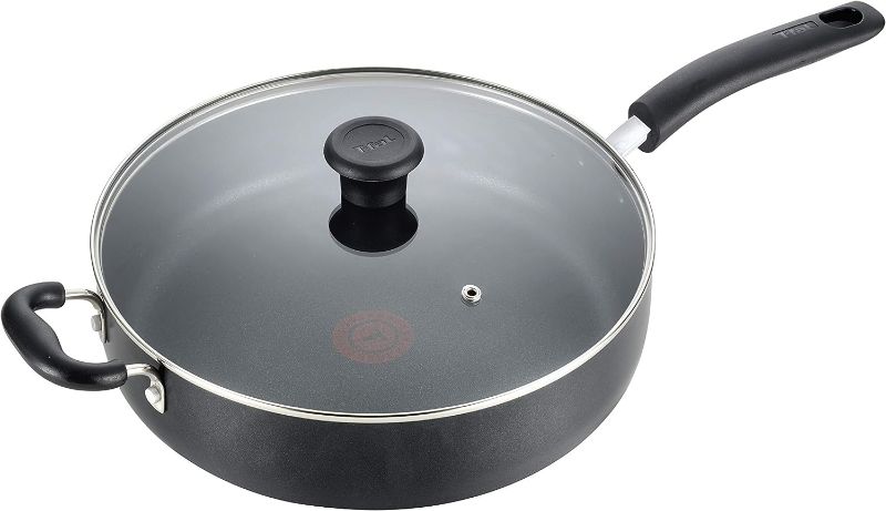 Photo 1 of T-fal Specialty Nonstick Saute Pan with Glass Lid 5 Quart Oven Safe 350F Cookware, Pots and Pans, Dishwasher Safe Black