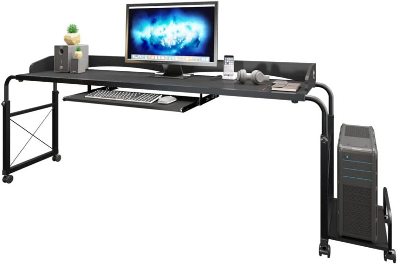 Photo 1 of SogesHome 47" Height Adjustable Overbed Table with Wheels Adjustable Overbed Laptop Desk Portable Overbed Computer Table Desk (Black)