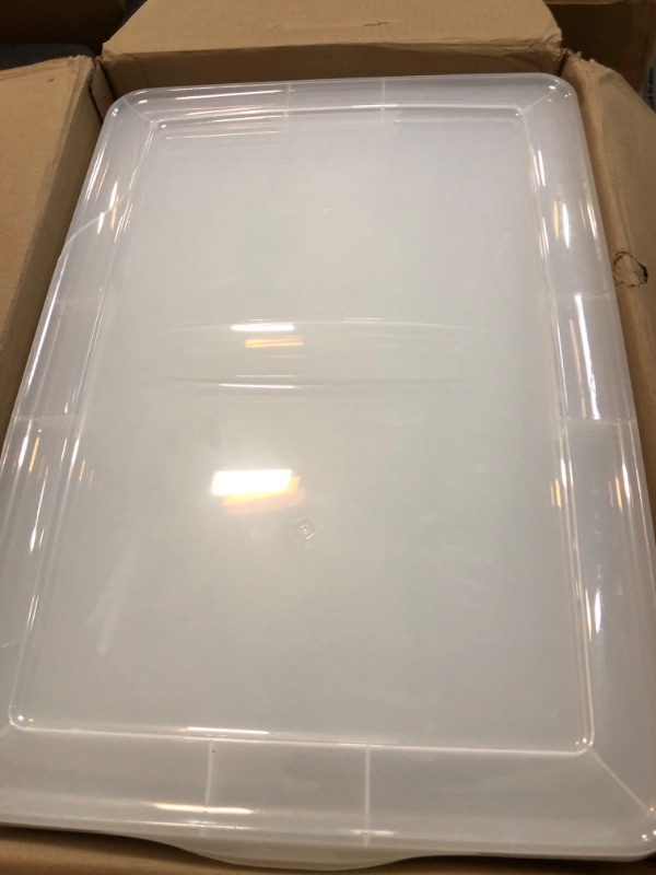Photo 2 of IRIS USA 28 Qt. Plastic Storage Container Bin with Latching Lid, Stackable Nestable Box Tote Closet Organization School Art Supplies - Clear, 10 Pack 28 Qt. - 10 Pack, Clear