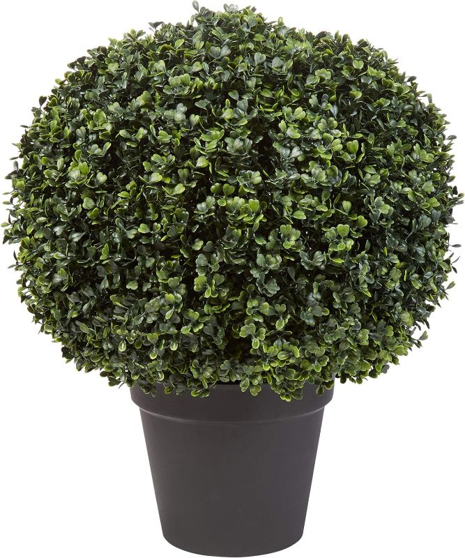 Photo 1 of Home Pure Garden Faux Boxwood– Realistic Plastic Decorative Topiary Arrangement and Weighted Pot for Indoor or Outdoor Office (23” H x 18” W)