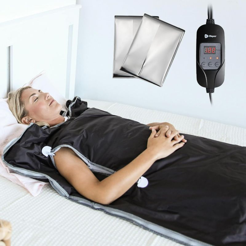 Photo 1 of LifePro Sauna Blanket for Detoxification - Portable Far Infrared Sauna for Home Detox Calm Your Body and Mind Large Black