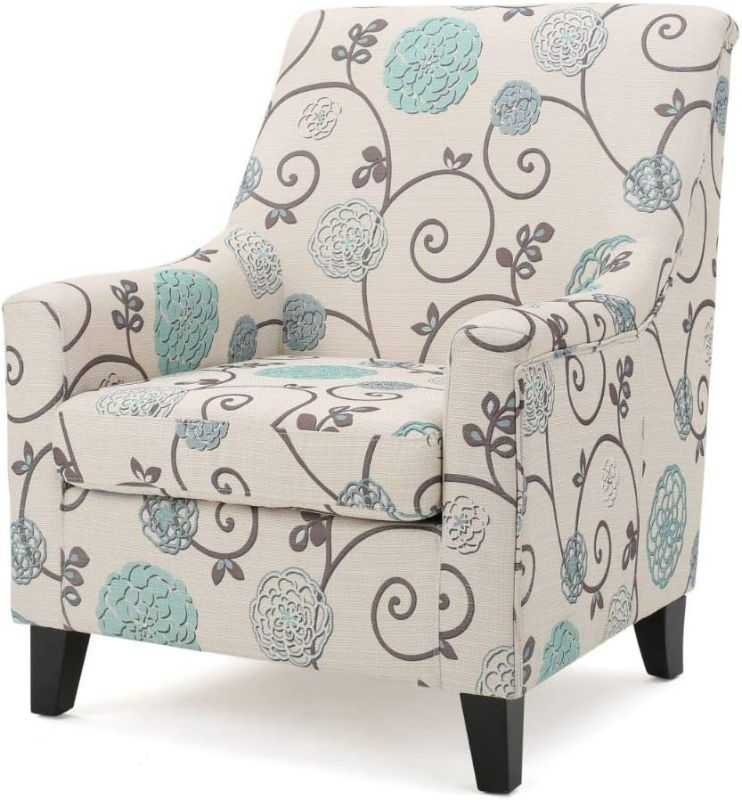 Photo 1 of Christopher Knight Home 300049 Irena Ivory and Blue Floral Fabric Club Chair