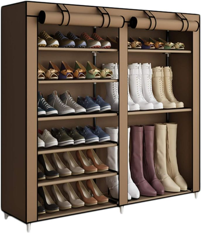 Photo 1 of ACCSTORE Shoe Rack Shoe Storage Boot Style Hode up to 27 Pairs Shoes With Non-woven Fabric Cover,Brown