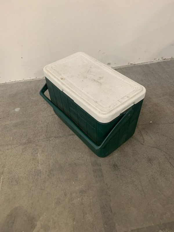 Photo 1 of COLEMAN GREEN AND WHITE ICE CHEST 
