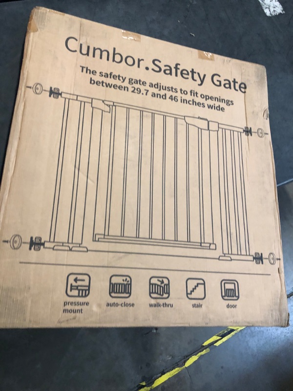 Photo 2 of Cumbor Safety Gate 29.7-40.6" Wide White 30.5" Tall Baby Gate Auto Close CB474