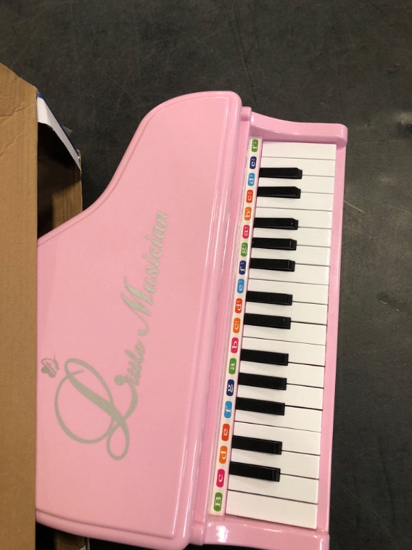 Photo 2 of Conomus 31 Keys Piano Keyboard Toy for Kids, Birthday Gift for 1 2 Year Old Girls?Pink Musical Piano Toy for Toddlers with Microphone and Stool