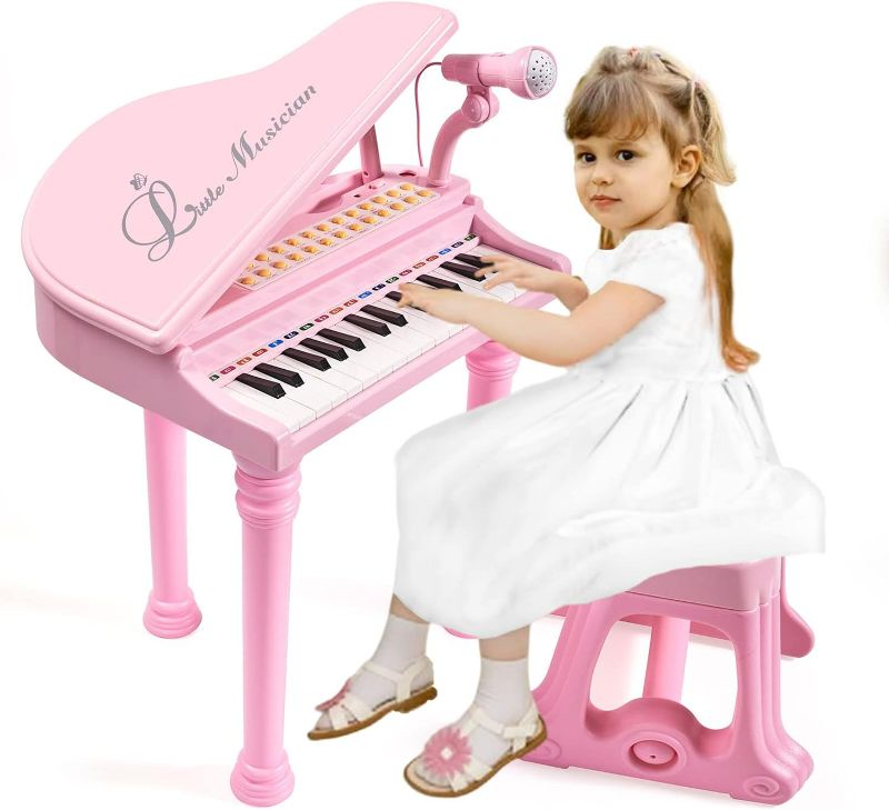 Photo 1 of Conomus 31 Keys Piano Keyboard Toy for Kids, Birthday Gift for 1 2 Year Old Girls?Pink Musical Piano Toy for Toddlers with Microphone and Stool