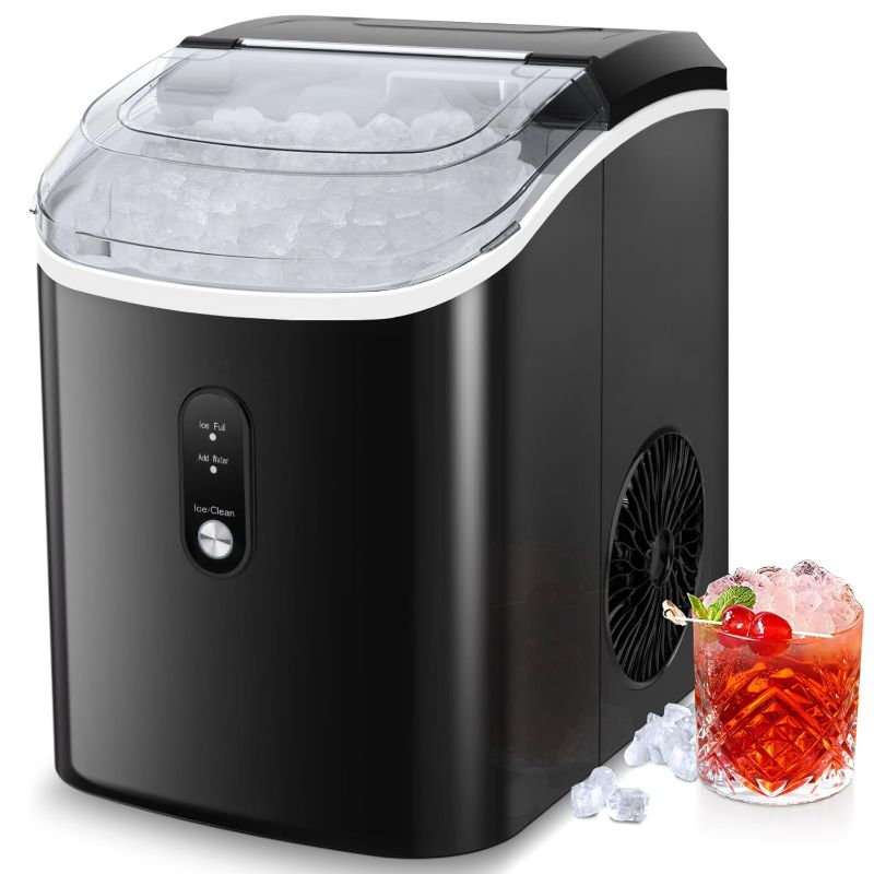 Photo 1 of Kndko Nugget Ice Maker Countertop,33lbs/Day, Pellet ice Maker,a Basket in 1.5 Hour, Self-Cleaning, One-Click Design, Compact Crushed Ice Maker with Chewy Ice for Home Bar Party 33lbs/Day 