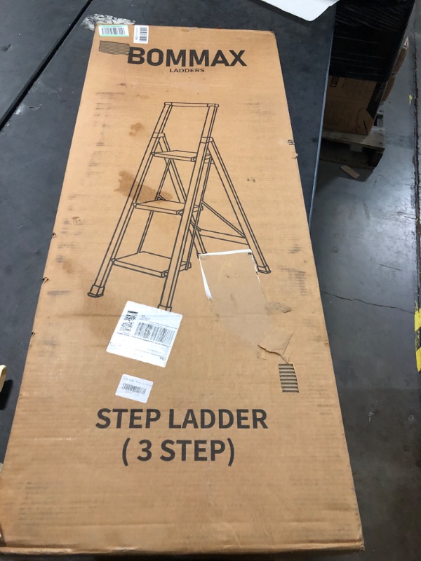 Photo 2 of 3 Step Ladder, Folding Step Stool with Aluminum Wide Pedal& Convenient Handgrip, 330lbs Capacity Steel Ladder for Household and Office (Champagne Gold) Champagne Gold 3 step