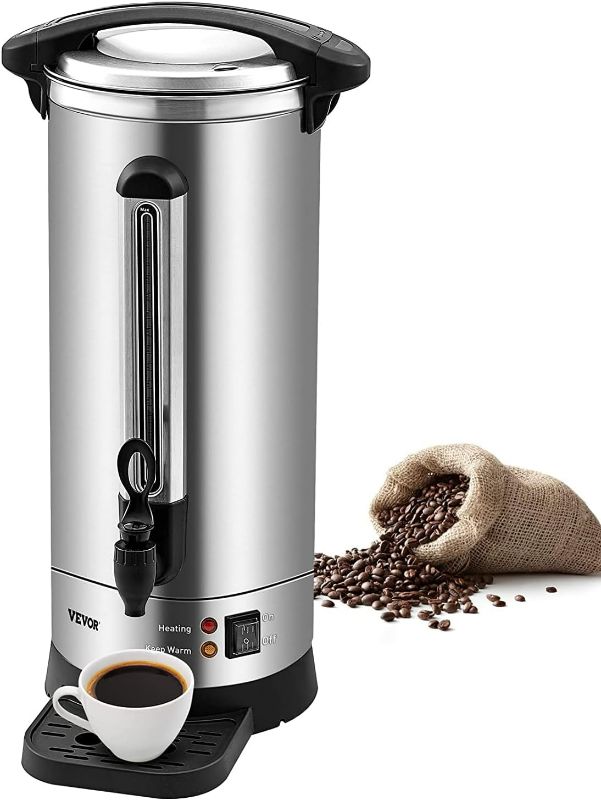 Photo 1 of Commercial Coffee Urn, 110 Cups Stainless Steel Large Coffee Dispenser, 1500W 110V Electric Coffee Maker Urn For Quick Brewing, Hot Water Urn for Easy Cleaning, Silver