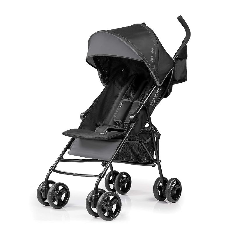 Photo 1 of Summer Infant, 3D Mini Convenience Stroller – Lightweight Stroller with Compact Fold MultiPosition Recline Canopy with Pop Out Sun Visor and More – Umbrella Stroller for Travel and More, Gray