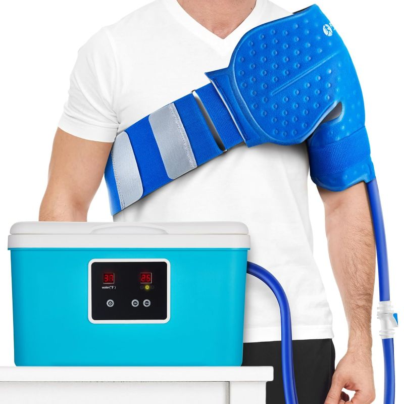 Photo 1 of Cold Therapy System with Large Shoulder Pad — for Post-Surgery Care, Rotator Cuff Tears, Swelling, Sprains, Inflammation, and Other Injuries — Wearable, Adjustable, Ergonomic — Cryotherapy Freeze Kit