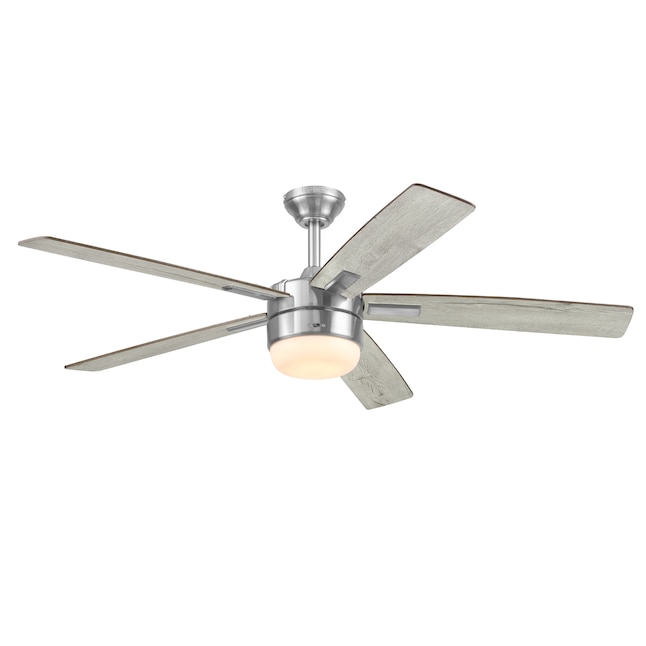 Photo 1 of Harbor Breeze Boltz III Easy2Hang 52-in Brushed Nickel Color-changing Indoor Ceiling Fan with Light and Remote (5-Blade)