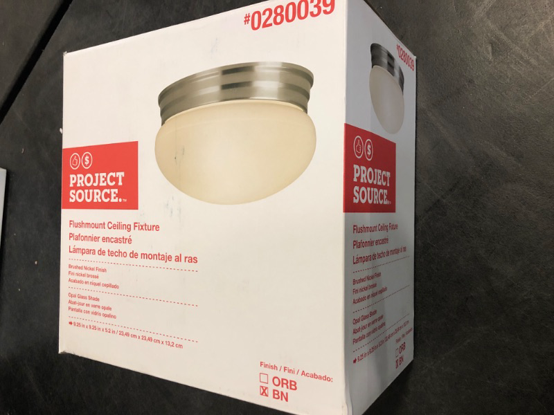 Photo 2 of Project Source 9.25-in Brushed Nickel Flush Mount Light | FJ12-163-1