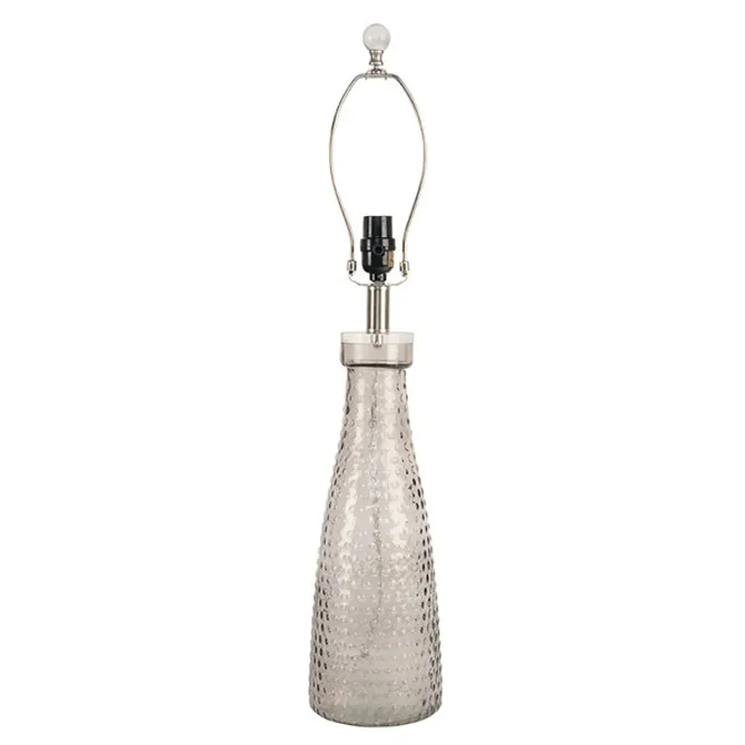 Photo 1 of allen + roth 29-in Smokey Gray/Brushed Nickel Plug-in 3-way Glass Lamp Base