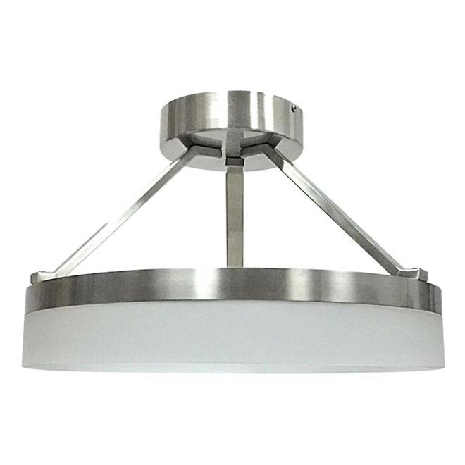 Photo 1 of Origin 21 Lynnpark 11.95-in W Brushed Nickel Frosted Glass Semi-Flush Mount Light