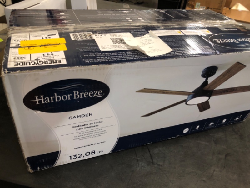 Photo 3 of Harbor Breeze Camden 52-in Matte Black Indoor Ceiling Fan with Light with Remote (5-Blade)
